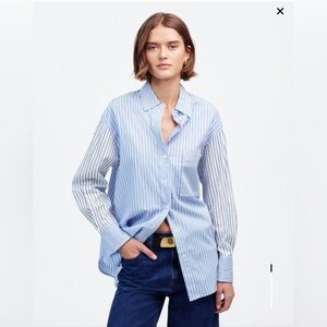 NWT: Madewell Blue and White Striped Button-Up Shirt